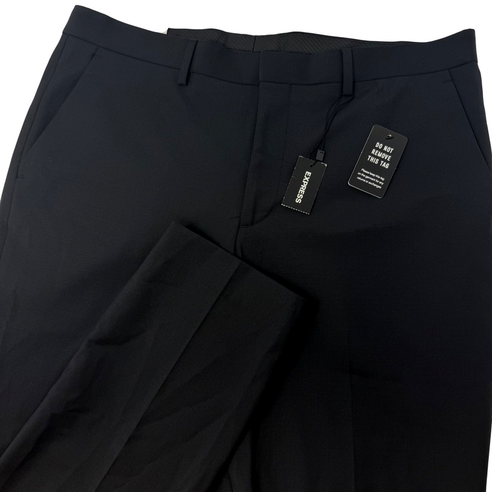 Express Performance Extra Slim Dress Pants Mens 34x30 Stretch Wool Blend NEW